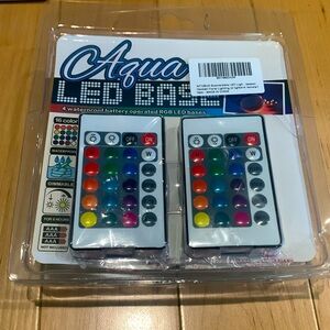 Aqua Remote-Controlled RGB LED Bases — White with Multicolor Buttons